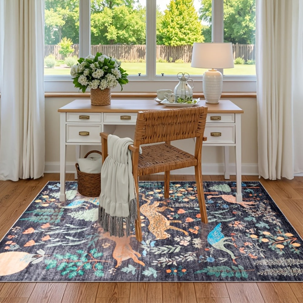 Area Rug 8x10 Floral, Forest and Geometric Print Collection with Six Machine-Washable Options