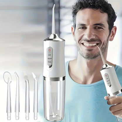 Water Flosser Cordless 270ml Oral Irrigator with Adjustable Pressure, 360-Degree Nozzle, Four Tips and USB Charging