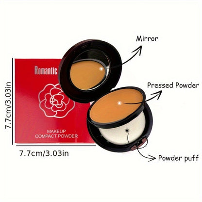 Pressed Powder Foundation Contour Matte Ful1l Coverage Oil Control Waterproof, 6 Shades Light to Dark