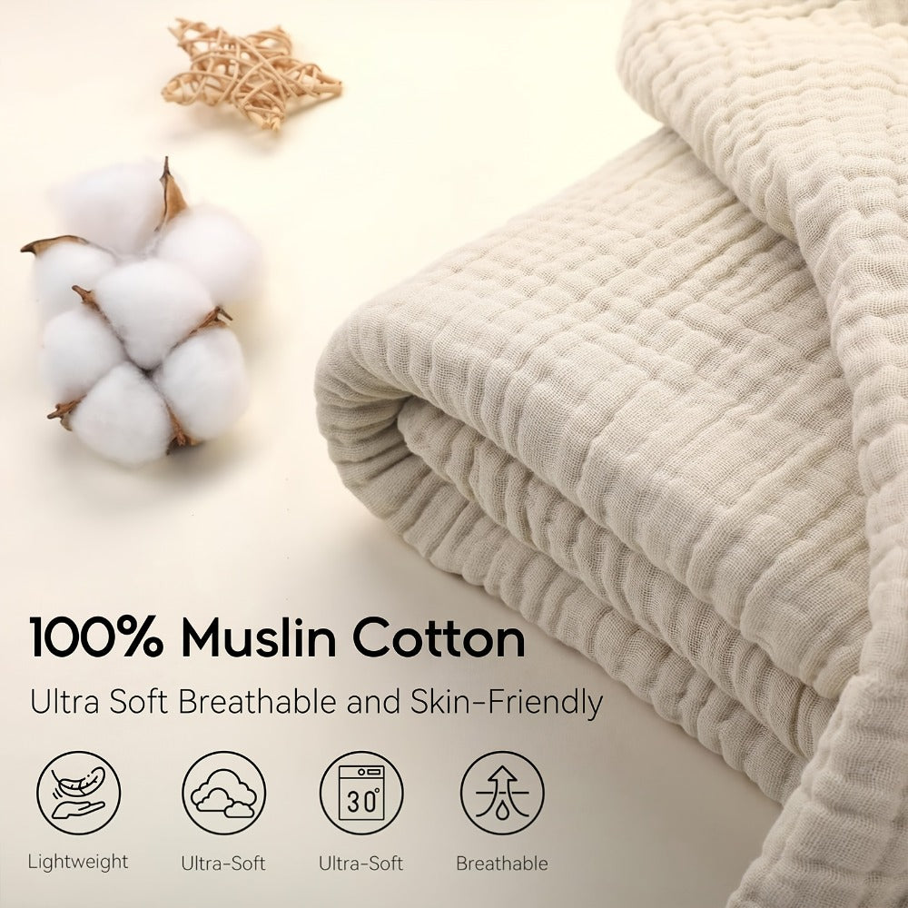 Morandi Cotton Muslin Blanket 6-Layer, Gauze Throw for Couch & Bed, Breathable All Season, 6 Colors