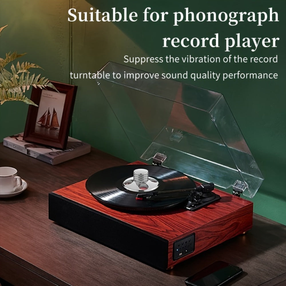 Vinyl Record Weight Stabilizer LP Clamp for Turntables | Metal Disc Stabilizer, Reduces Vibration & Noise, Polished Stainless Steel