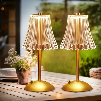 Crystal LED Table Lamp Vintage USB Rechargeable 3 Color Dimmable Touch Control Bedside Night Light for Bedroom Living Room Office Reading