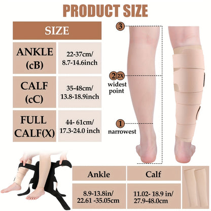 Compression Leg Wraps 3 Pairs – Adjustable Lower Leg Wrap for Lymphedema, Shin Splints & Calf Support, Breathable Non-Slip Compression