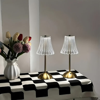 Crystal LED Table Lamp Vintage USB Rechargeable 3 Color Dimmable Touch Control Bedside Night Light for Bedroom Living Room Office Reading