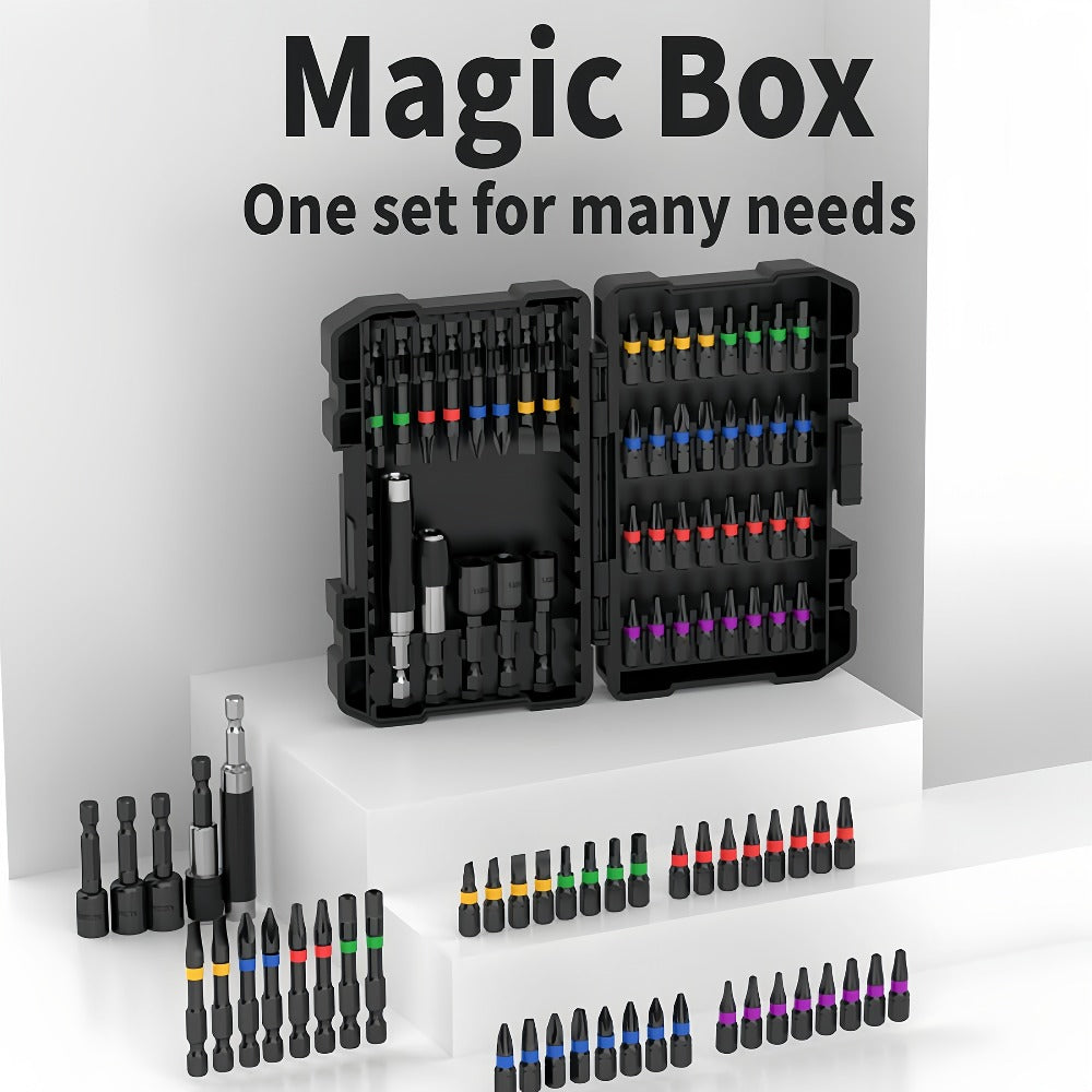 Impact Screwdriver Bit Set 45-Piece – Heavy-Duty Torx, Phillips, Flat & Square Bits with Storage Box, Compatible with Impact Drivers
