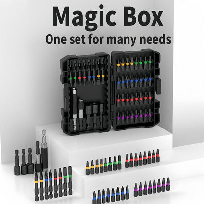 Impact Screwdriver Bit Set 45-Piece – Heavy-Duty Torx, Phillips, Flat & Square Bits with Storage Box, Compatible with Impact Drivers
