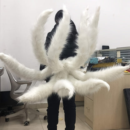 Costume Accessories Nine-Tailed Fox Prop, 31.5-Inch Knit Cover with Alloy Frame for Naruto and Ahri Styling
