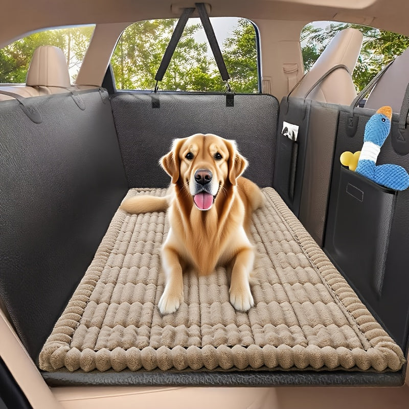 Dog Car Mat Nonslip Pet Seat Cushion with Rear Extension Pad, Heavy-Duty Anti-Scratch Waterproof Floor Liner for SUVs Sedans Trucks
