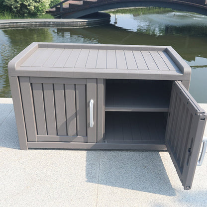 Shoe Storage Bench with Hidden Cabinet Entryway Bench All-Weather Resin Indoor Outdoor Porch Patio Mudroom Hallway Organizer