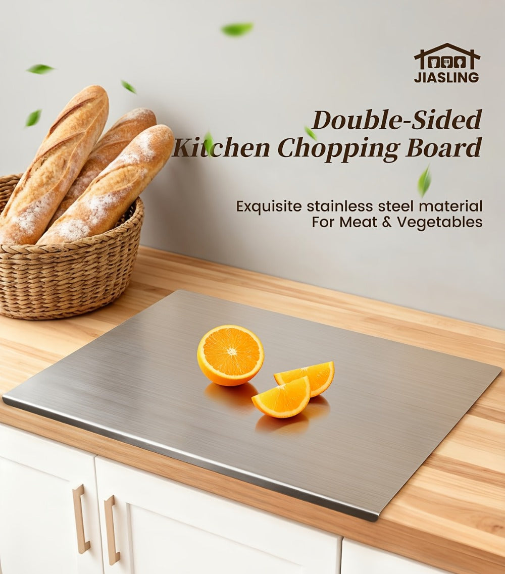 Stainless-Steel-Labeled Cutting Board and Pastry Mat with Smooth Faces and Three Rectangular Size Options