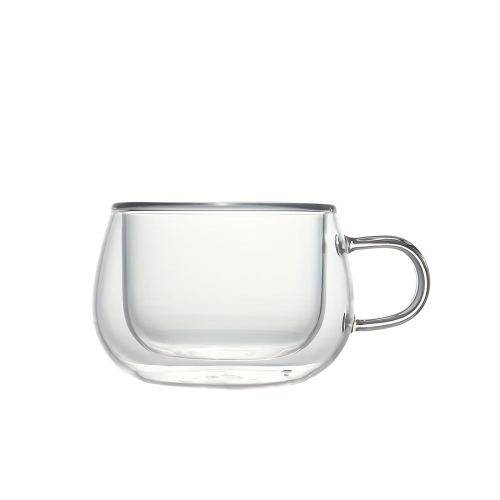Double Wall Glass Coffee Cups with Handle Insulated Transparent Borosilicate Espresso for Entryways, Bedrooms and Living Spaces