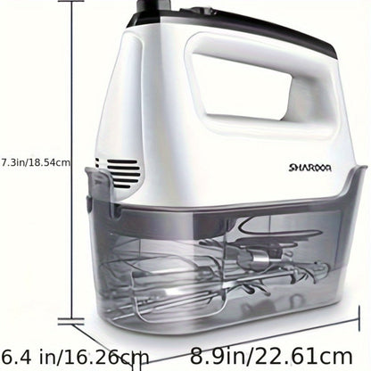 Electric Hand Mixer 6 Speed & Turbo with 5 Stainless Steel Accessories & Snap-On Storage Case