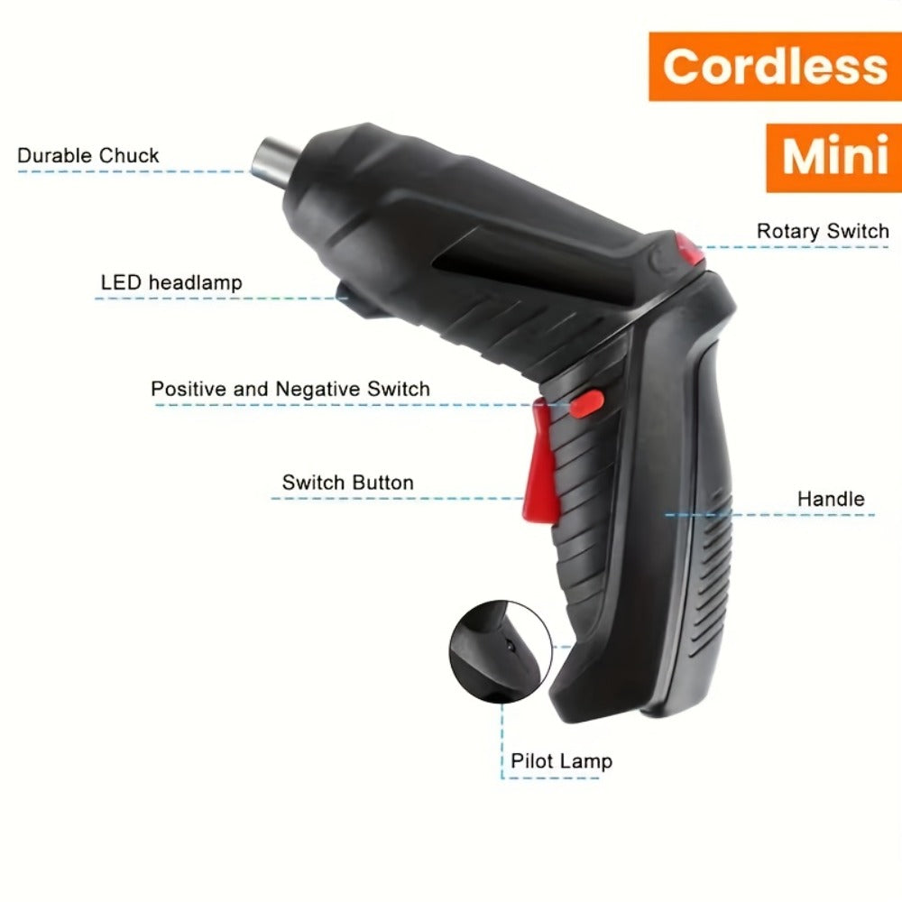 Cordless Electric Screwdriver Mini Drill, Rechargeable Lithium Battery, Compact Design for DIY & Tight Spaces