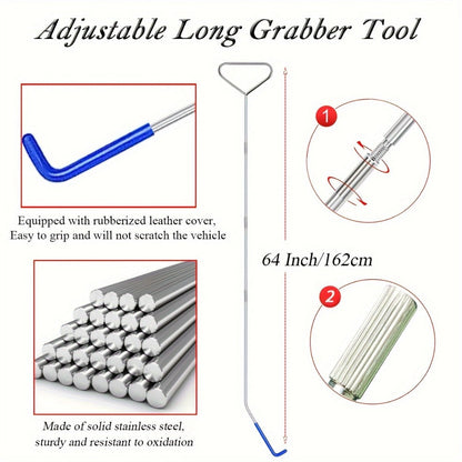 Car Door Unlock Tool Kit – Emergency Long Reach Grabber, Air Wedge, Trim Removal Tool & Carry Bag, Universal Fit for Cars Trucks SUVs