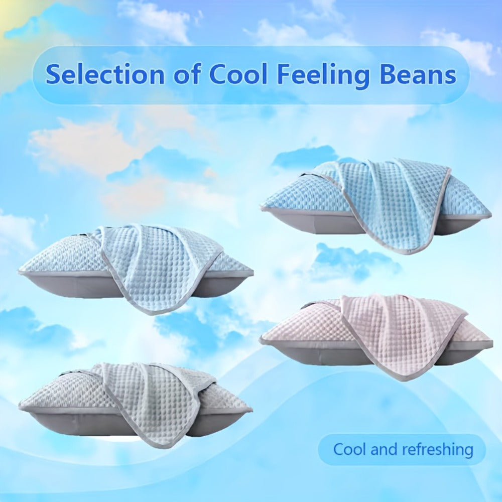 Cooling Pillow Cases 2-Pack 3D Ice Bean Texture, Polyester Pillowcases for Summer, Cool Sleep Bedroom Pillow Covers