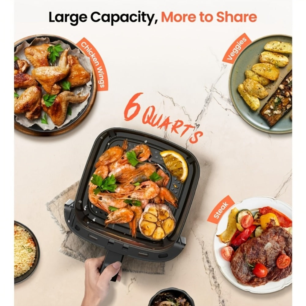 Air Fryer 7.5QT 10-in-1 Digital LED Touchscreen, Oilless Cooker with 10 Preset Cooking Modes, Basket & 100 Paper Liners Included