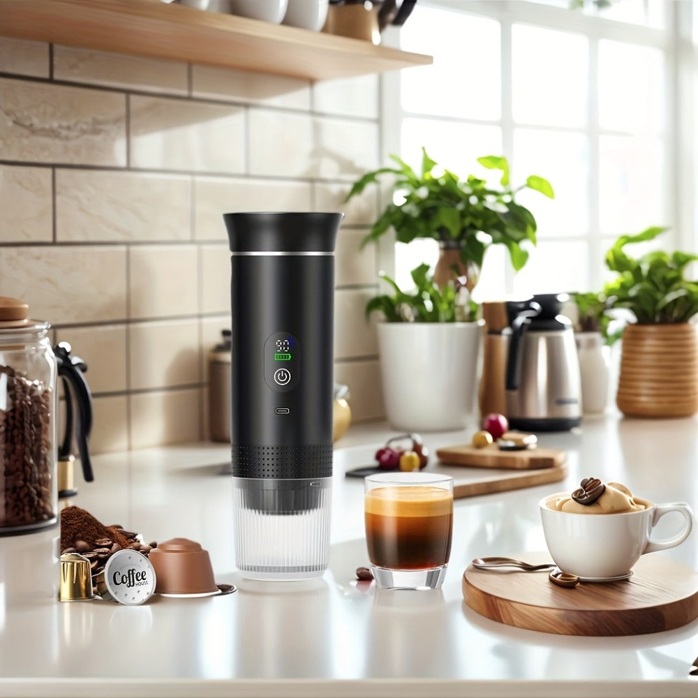 Portable Espresso Machine Type-C Charging Self-Heating, Single Serve Coffee Maker with Temperature & Battery Display