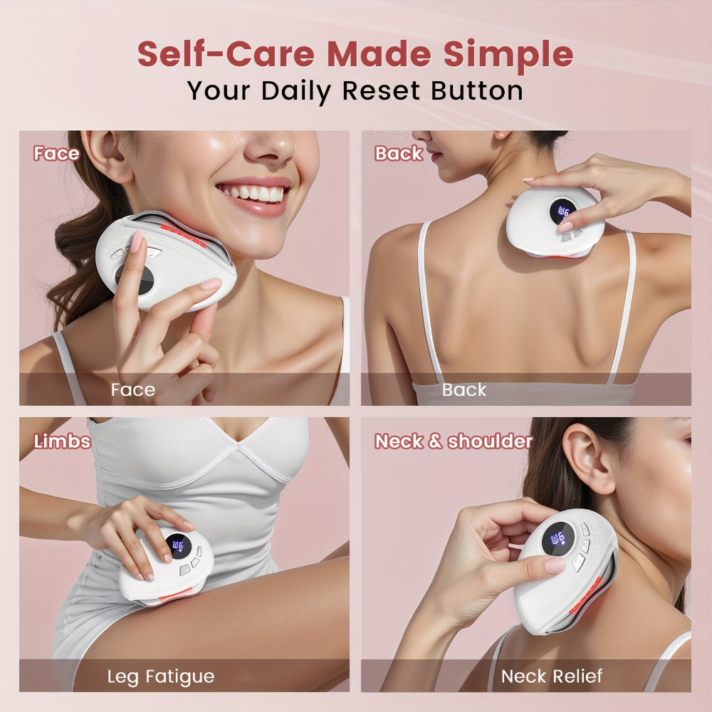 Gua Sha Electric Facial Sculpting Tool, 9-Speed Vibration & 9-Speed Heat, Face Lifting Lymphatic Drainage Massager for & Contouring