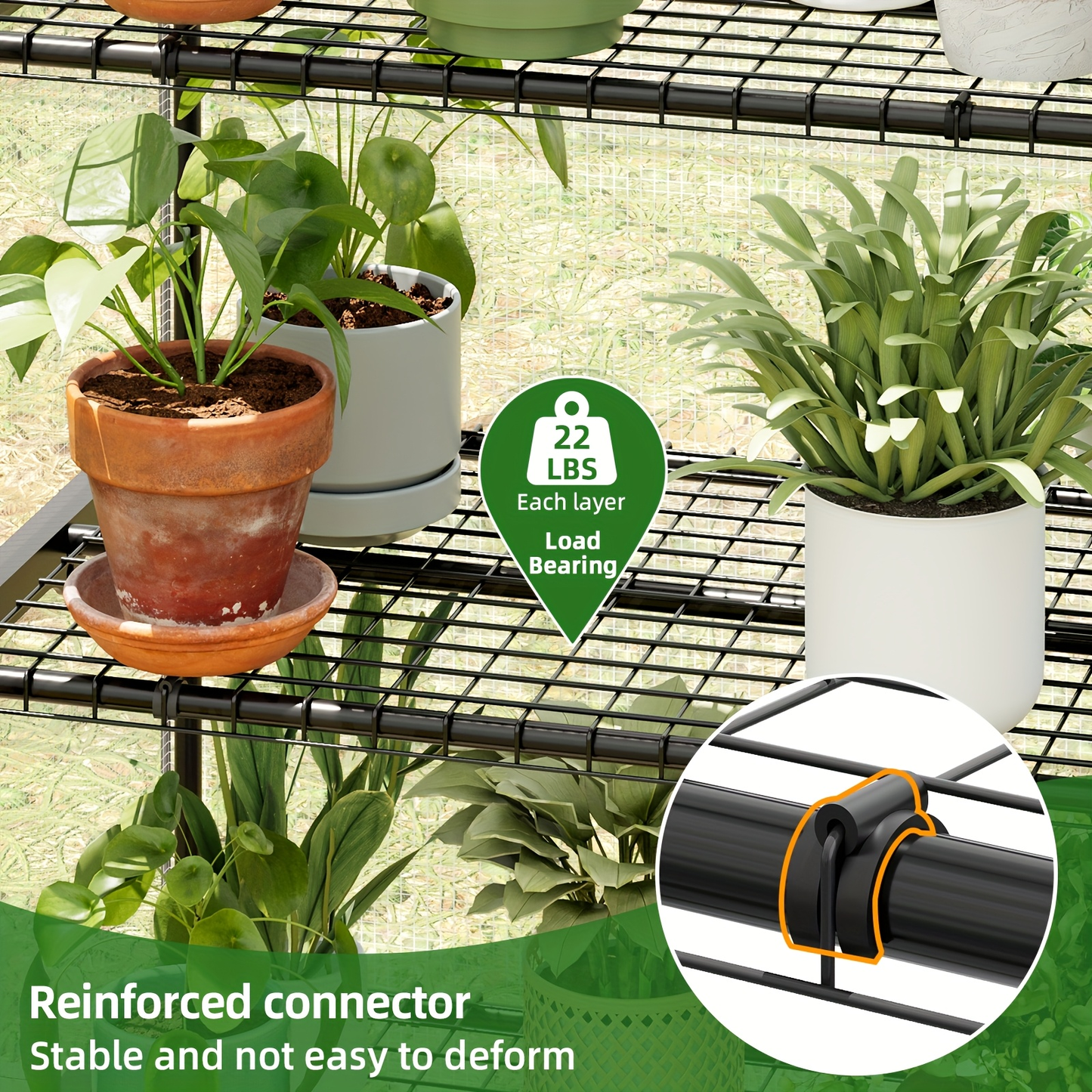 Garden Greenhouse Shelves 3/4-Layer Iron Frame with Durable PE Cover, Portable Indoor Outdoor Plant Greenhouse for Seedlings