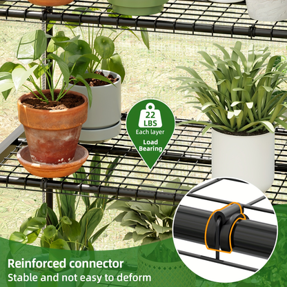 Garden Greenhouse Shelves 3/4-Layer Iron Frame with Durable PE Cover, Portable Indoor Outdoor Plant Greenhouse for Seedlings