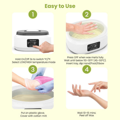 Paraffin Wax Warmer Kit 3000ml Touchscreen for Hands & Feet – Includes 6 Packs Refill Wax, Hot Wax Spa Bath for Arthritis Pain Relief & Deep