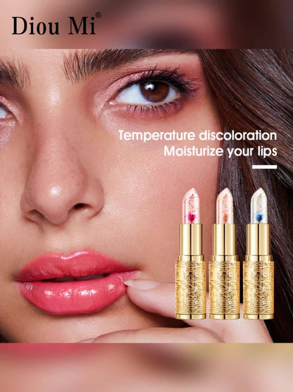 Jelly Flower Lipstick Set 6-Pack Color Changing Lip Balm Temperature Activated Tint Hydrating Squalane Formula Moisturizing Tinted Lip Gloss