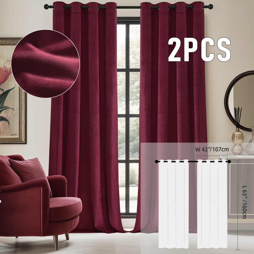 Velvet Room Darkening Curtains 2 Panels, Grommet Top Thermal Insulated Soundproof Blackout Curtains for Living Room Bedroom