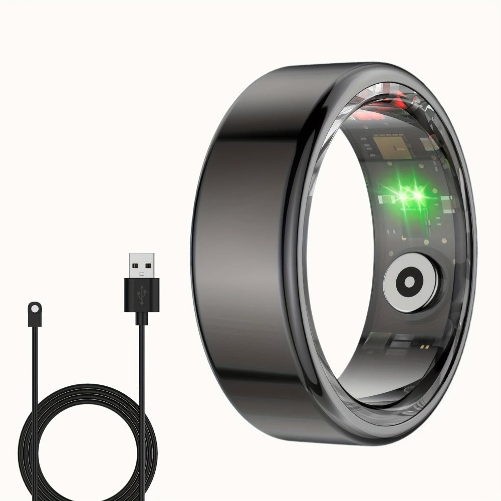 Smart Ring Fitness Tracker with Charging Case – Sleep Tracker Step Counter Distance Monitor for Women & Men | Sizes 7-13 | Black Silver Gold