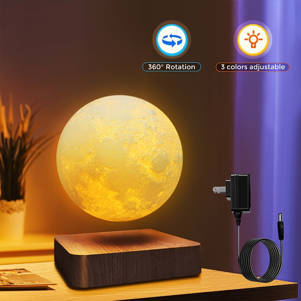Levitating Moon Lamp Magnetic Floating Spinning Luna Night Light 3 Color Modes LED Moon Light for Entryways, Bedrooms and Living Spaces