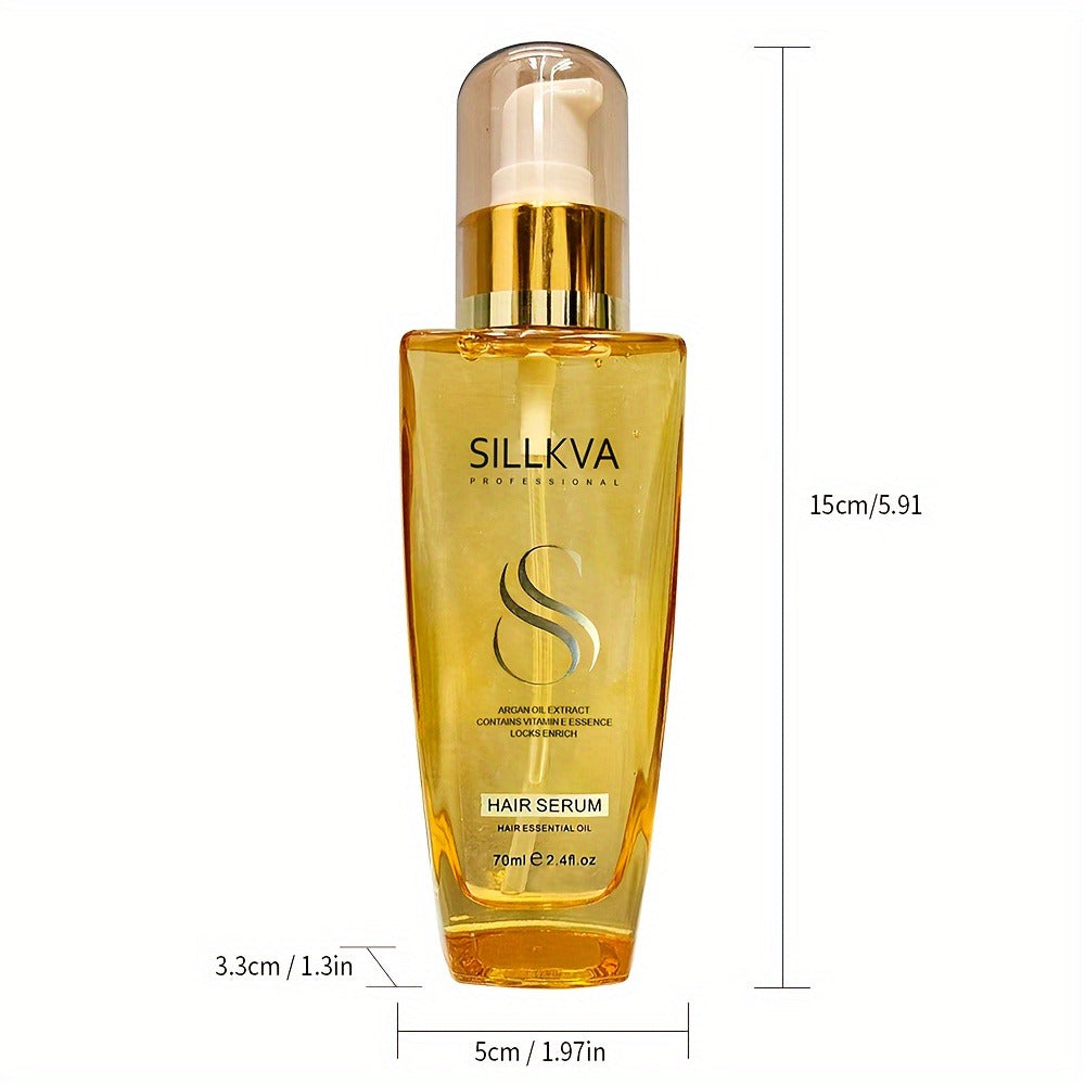 SILLKVA Argan Oil Liquid Hair Serum, Frizz Control & Flyaway Tamer, Smoothing Leave-In Treatment for Dry Damaged Hair