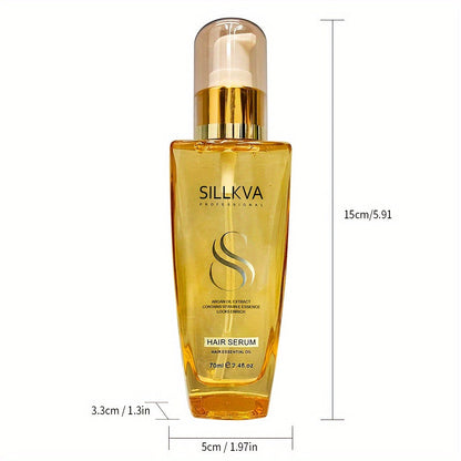 SILLKVA Argan Oil Liquid Hair Serum, Frizz Control & Flyaway Tamer, Smoothing Leave-In Treatment for Dry Damaged Hair