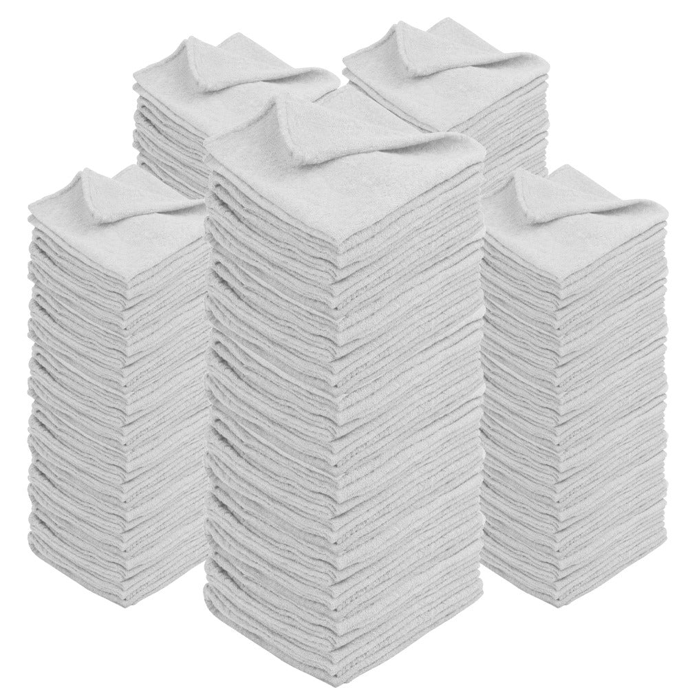 Cotton Shop Rags 12x14 Inch Absorbent Lint-Free Cleaning Towels Multipurpose Shop Towels for Automobile Garage Industry Home Red White Navy