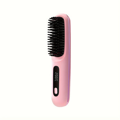 Cordless Hair Straightener USB Rechargeable - 3 Temperature Controls, LED Display, Shine, Travel Flat Iron with Comb & Clips