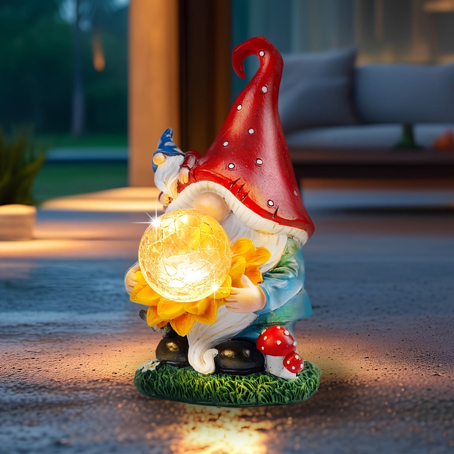 Solar Light Elf Resin Statue, Outdoor Garden Figurine That Automatically Lights Up at Night, Holiday Collectible Decor for Christmas