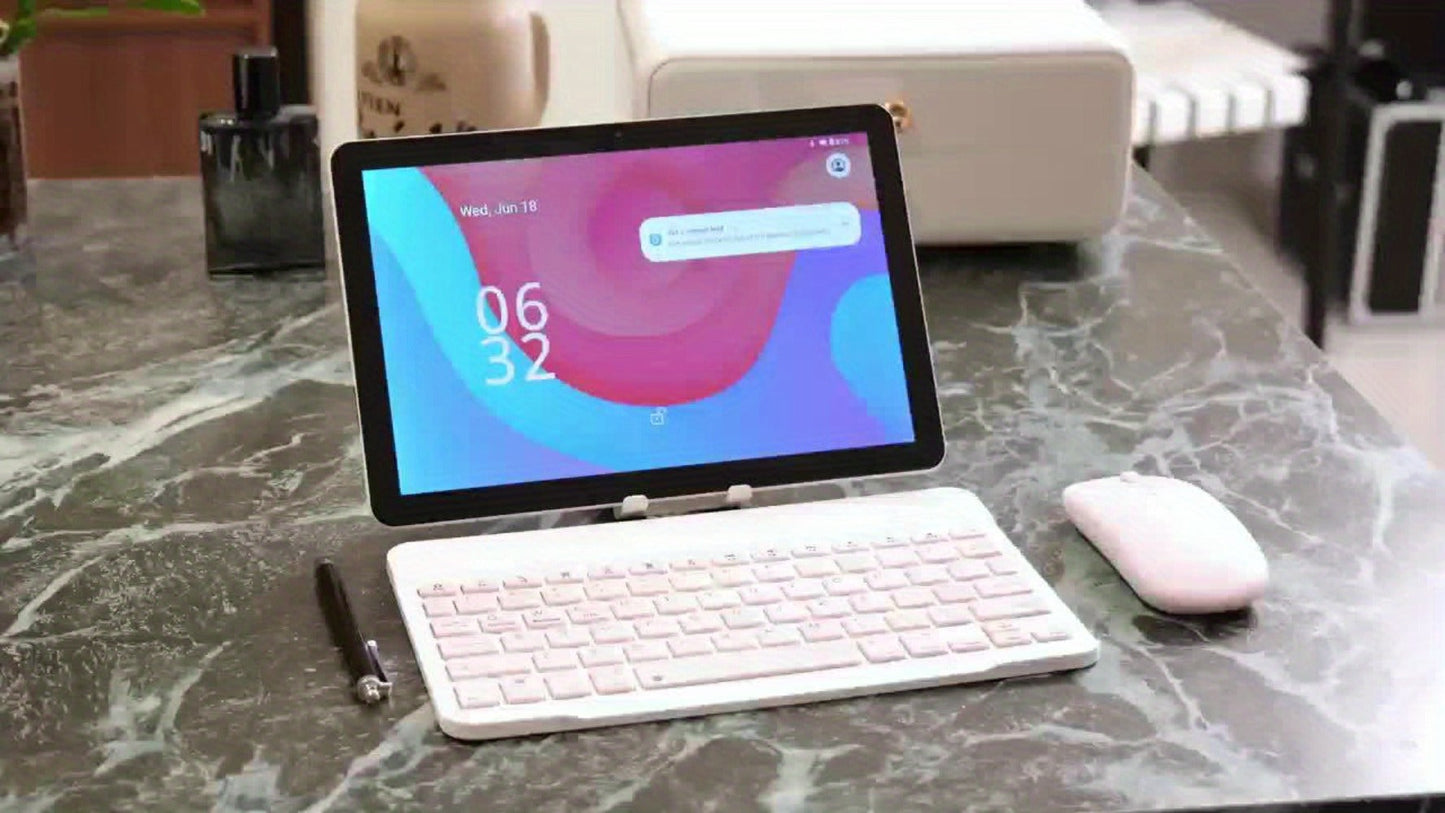Android Tablet 10-Inch with Android 14, A523 Octa-Core, WiFi 6 and Tablet or Keyboard Options