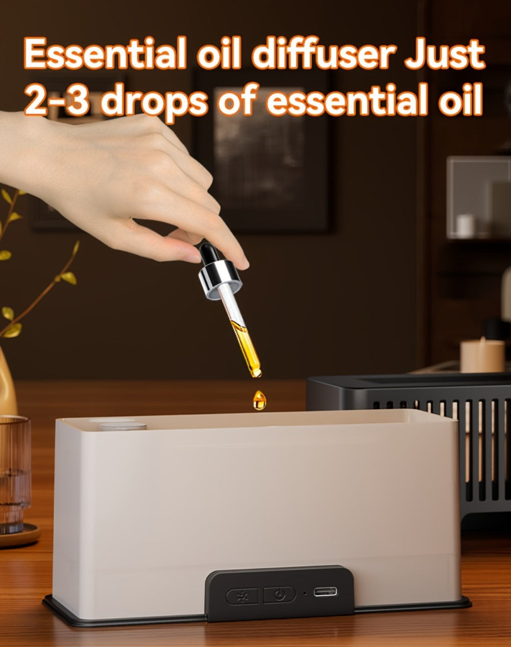 Humidifier Flame-Effect USB Diffuser with Seven LED Colors, Black or White, Single and Two-Pack Options