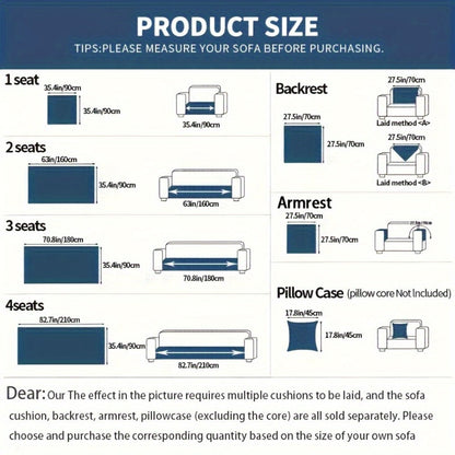 Sofa Cover Plush-Texture Modular Panels for Single to 4 Seats, Backrest, Armrest or Throw Pillow