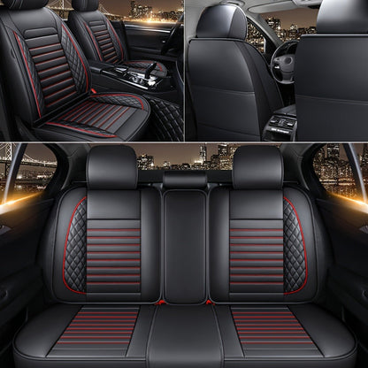 Car Seat Covers 5-Seat PU Leather Set with Front Storage Pocket, Armrest Piece and Eight Colors