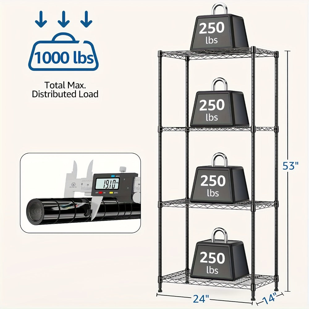 Metal Storage Shelving Unit Adjustable 4 5 Tier Steel Shelf Rack for Garage Kitchen Pantry Workshop Black Chrome MZG