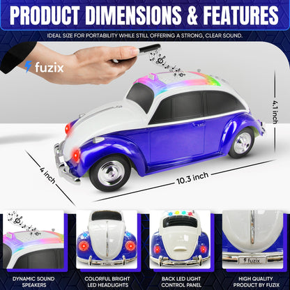 Fuzix WS-1958 Vintage Car Bluetooth Speaker with LED Headlights & Taillights | Retro Wireless Stereo, FM Radio, AUX/USB/TF, Built-in Mic