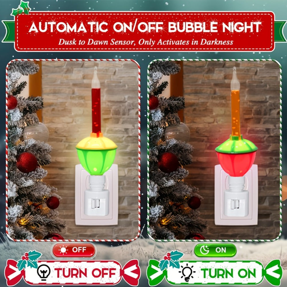 Christmas Bubble Lights 2 Pack Traditional Multi-Color Bubble Liquid Night Lights Plug-In for Entryways, Bedrooms and Living Spaces