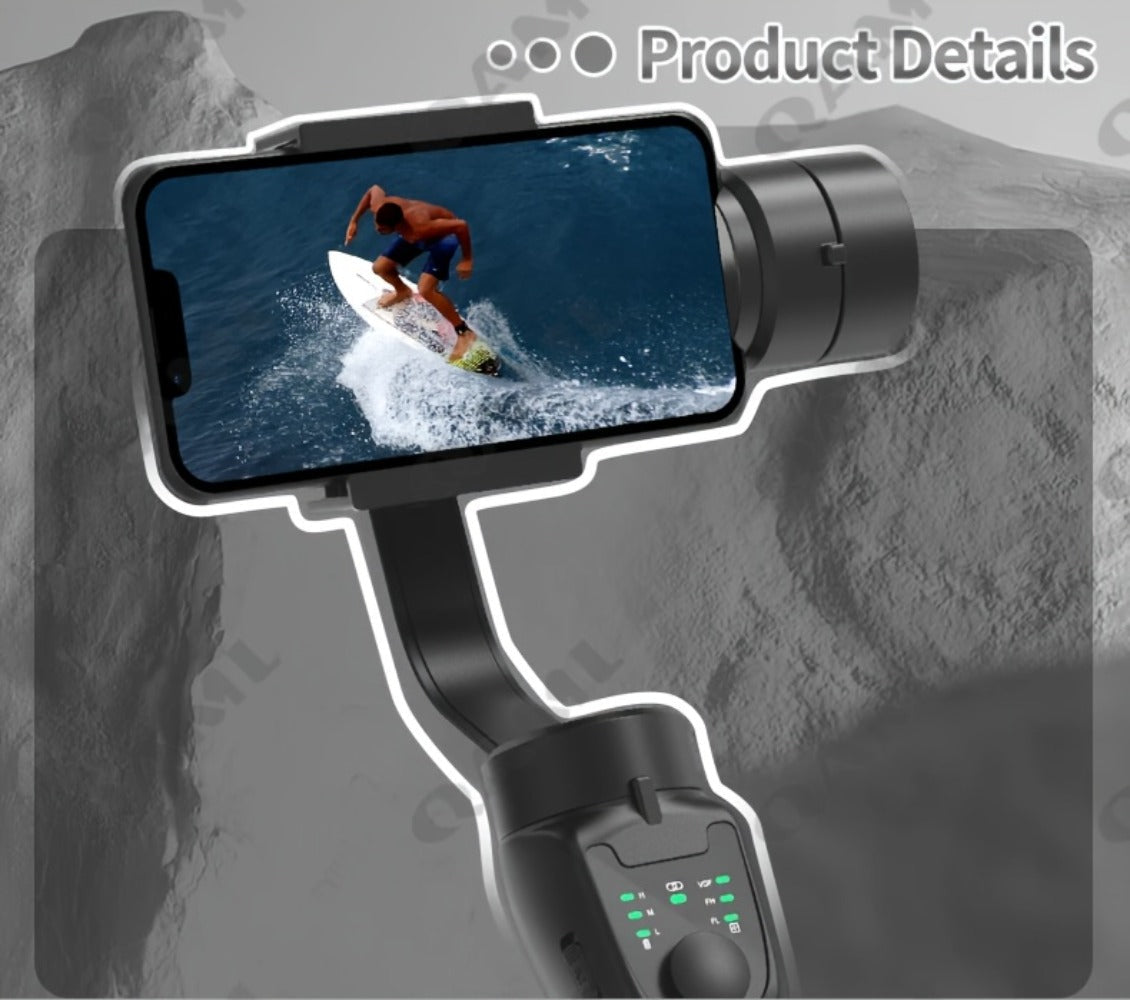 Handheld 3-Axis Smartphone Gimbal Stabilizer with Wireless Bluetooth No App Required Anti-Shake Video Recording