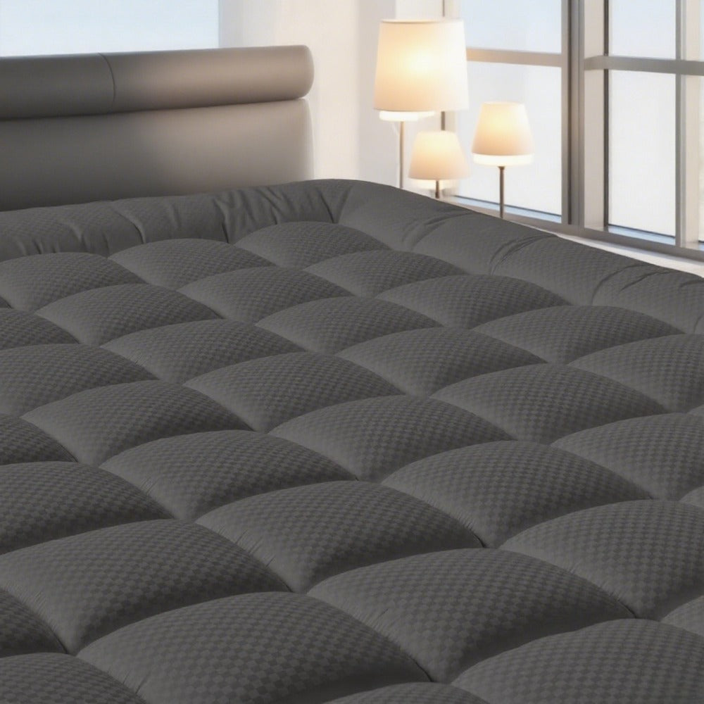 RV Queen Mattress Topper Quilted Pillow Top Mattress Pad Fitted Protector Cooling Breathable Fluffy Soft Cover with 8-21" Deep Pocket for RV