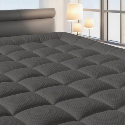 RV Queen Mattress Topper Quilted Pillow Top Mattress Pad Fitted Protector Cooling Breathable Fluffy Soft Cover with 8-21" Deep Pocket for RV