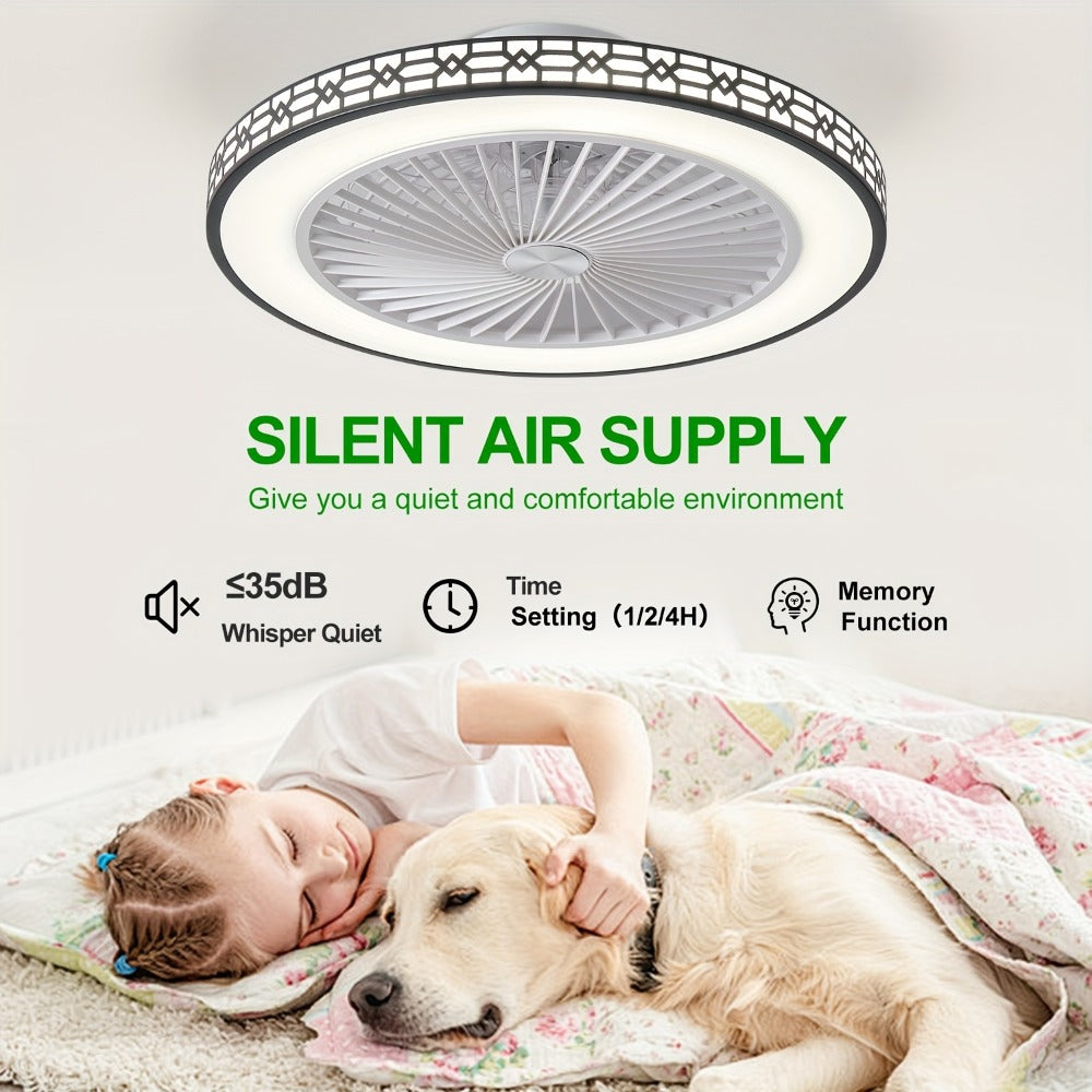 LED Ceiling Fan with Light 20 Inch Modern Flush Mount Adjustable Color Temperature 3000K for Entryways, Bedrooms and Living Spaces
