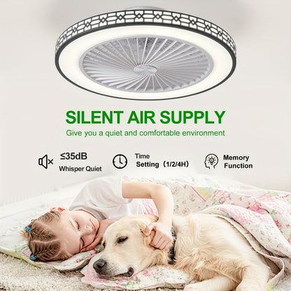 LED Ceiling Fan with Light 20 Inch Modern Flush Mount Adjustable Color Temperature 3000K for Entryways, Bedrooms and Living Spaces