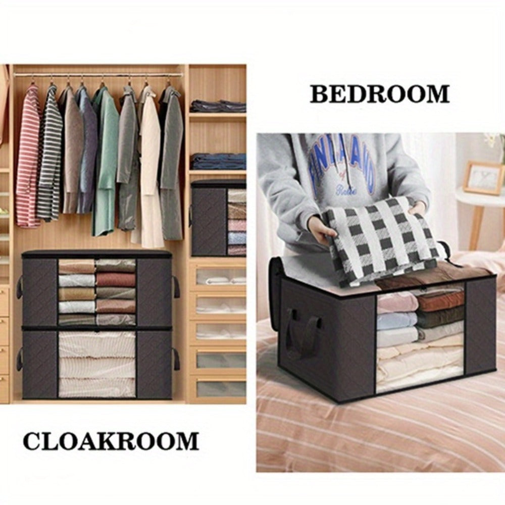 Large Capacity Storage Bags 4-Pack – 23.78 Gallon Foldable Closet Organizer Bins with Reinforced Handles for Clothing, Blankets, Comforters