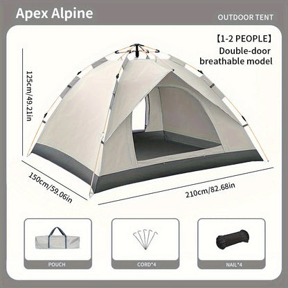 Camping Tent Automatic Pop-Up with Double Doors, Polyester Body and Four Size-Window Configurations