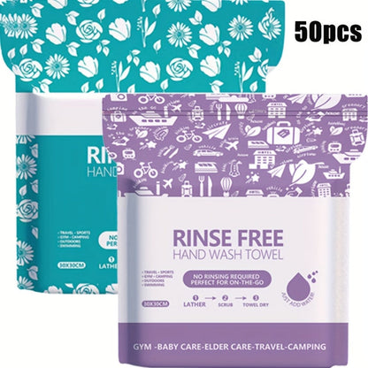 Disposable No-Rinse Foaming Bath Towels – Large 11.81" Body Wipes, Wet & Wipe Cleansing Cloths for Elderly Care, Camping, Post-Surgery