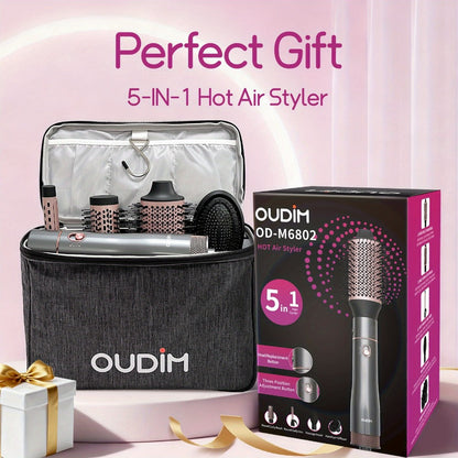 5-in-1 Hot Air Styling Comb Set Negative Ion Hair Dryer Brush with 5 Interchangeable Heads, for Home, Travel and Salon Hair Styling